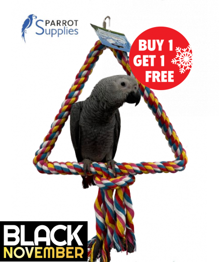 34Cm Medium Triangle Rope Swing Toy Parrot Toy - BOGOF